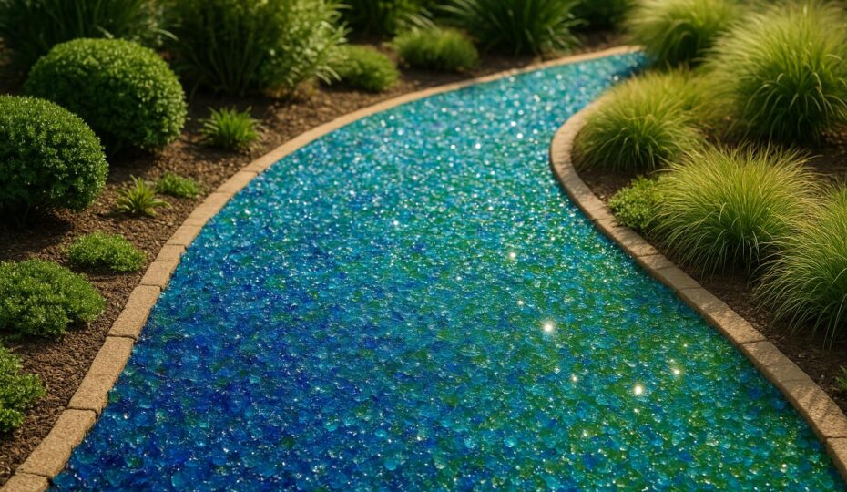 colored glass stones landscape design